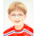 Linus – Kinderportrait – Pastellreide/Buntstift–Illustration, 21 x 28 cm