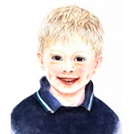 Niklas – Kinderportrait – Pastellreide/Buntstift–Illustration, 21 x 28 cm